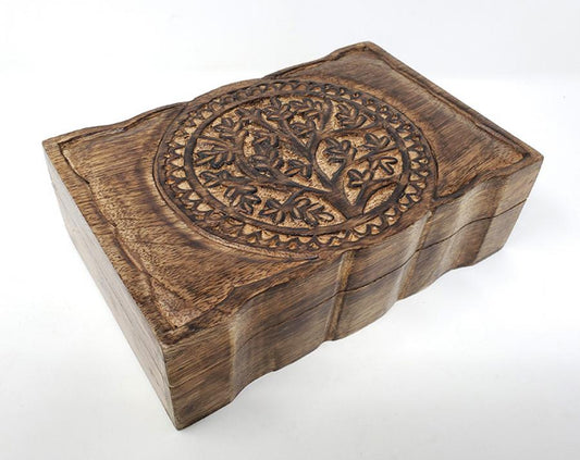Wooden Carved Boxes - Tree of Life Design 6 x 9 inch - NEW621