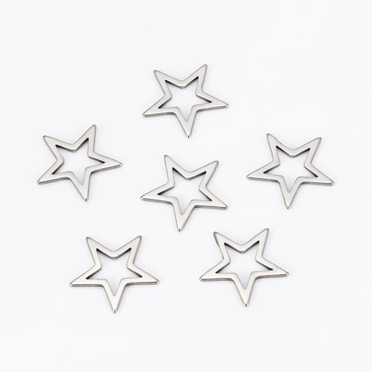 Pack of 100 Stainless Steel Star Pendants - Silver - 22mm - approx 100 PCs per bag - NEW1024