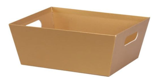 Gold Metallic - Small Market Tray - 9 x 7 x 3.5 inch - Pack 6 to 48 - Cello Bag to fit 17x27 - NEW322