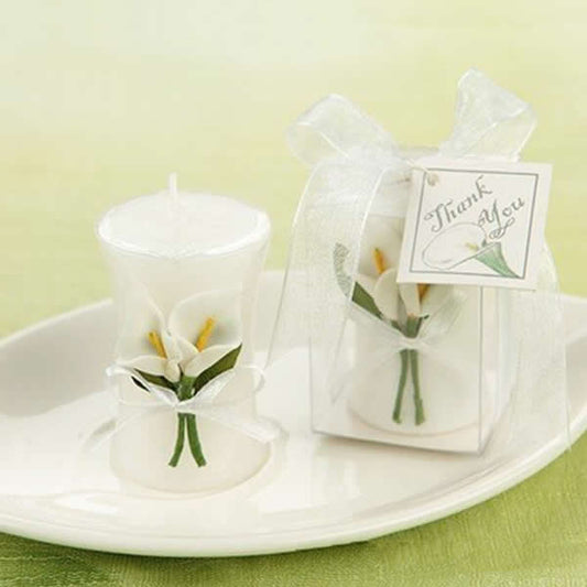 Lily Paraffin Candle with Satin Ribbon - 4x4x6 cm - NEW1220