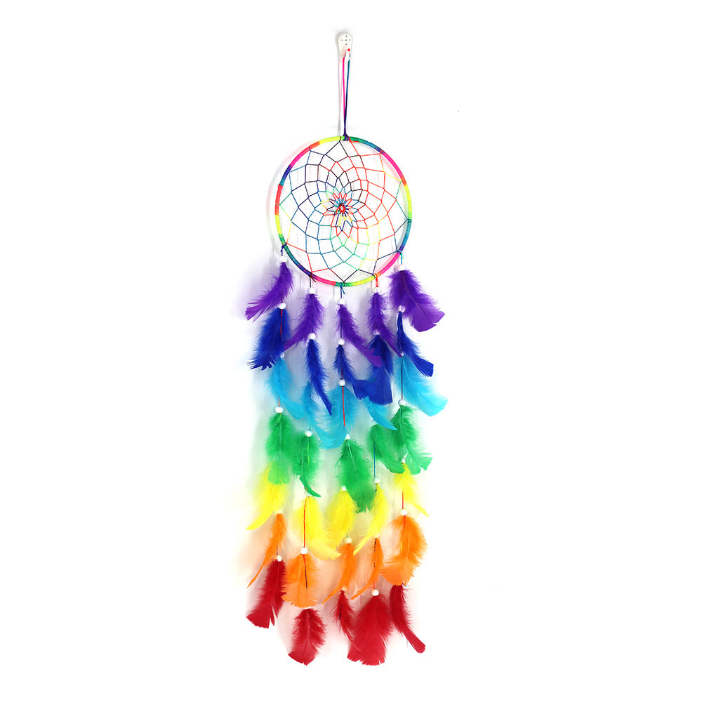 Feather Dream Catcher with Velveteen & wood - Multi colored - Size: 20x87cm