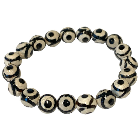 Eye Agate 8mm Black & White Bracelet - 7 inch - China - NEW323