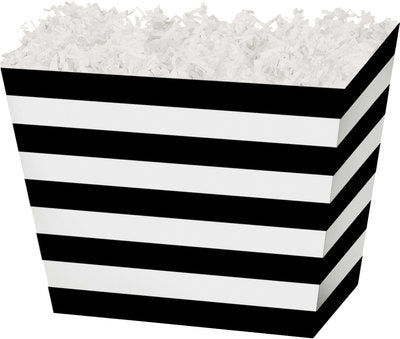 Black & White Stripes Angled Basket Box - Large - 10 1/4 x 6 x 7 1/2 inches deep (order in 6's)