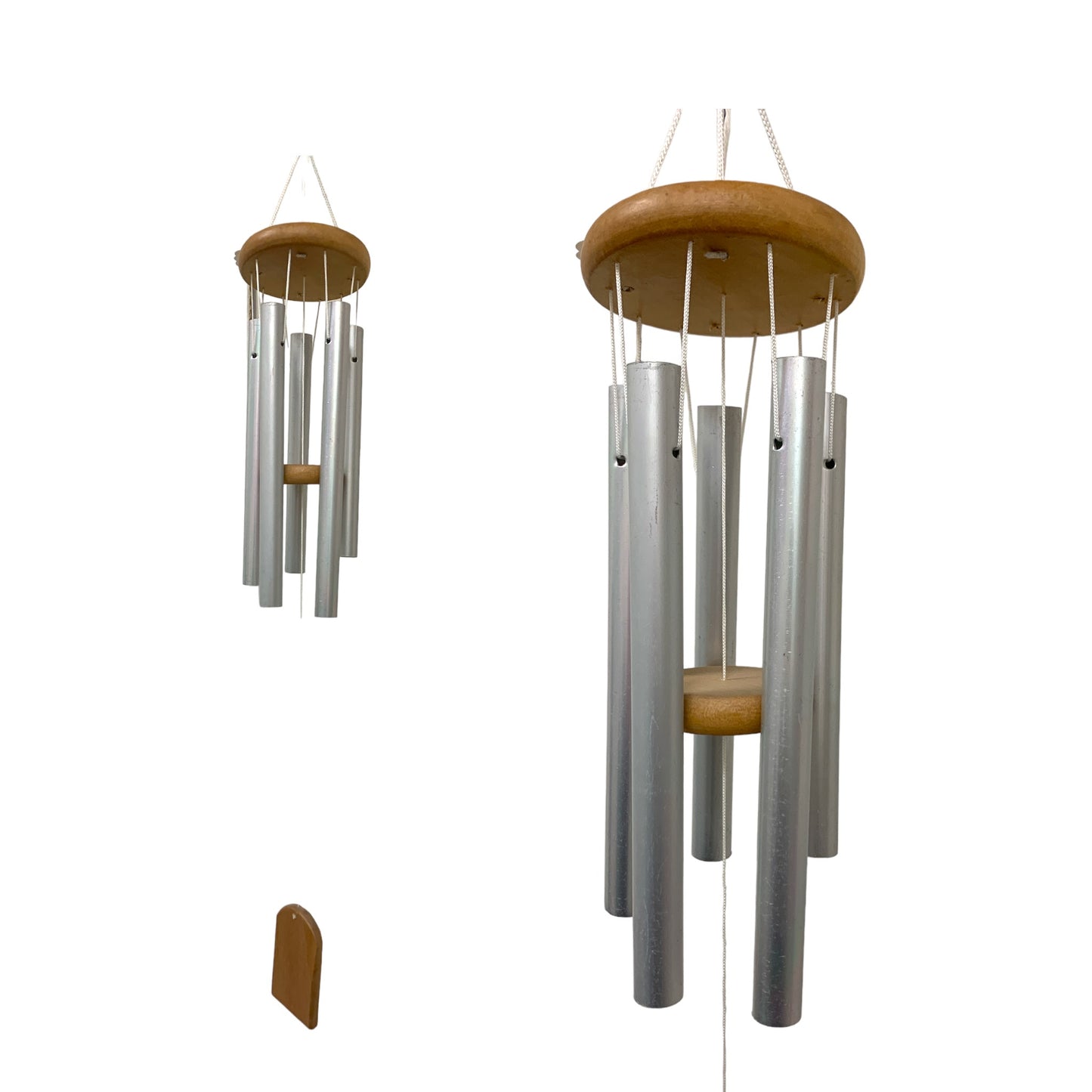 SILVER METAL AND WOOD  - 15 INCH  - MEDIUM WIND CHIME