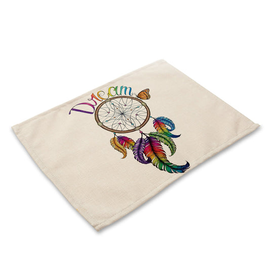 Cotton Place Mat - DREAM Catcher on Beige - Rectangle - Size 42x32cm - NEW521