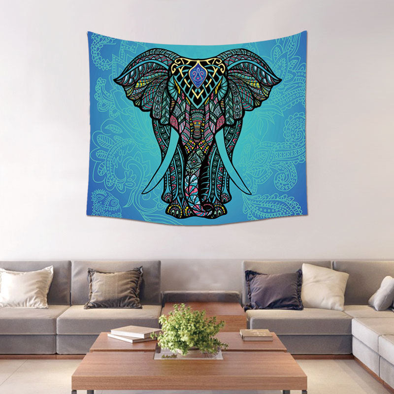 Aqua Elephant - Tapestry Wall Hanger - 150x130cm - ALTAR CLOTH  - Polyester
