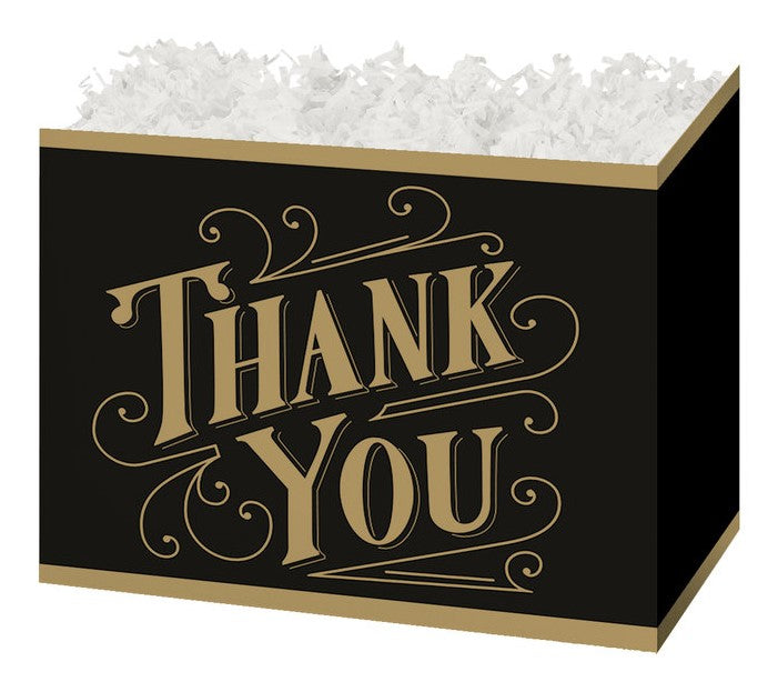 Thank You Gold on Black Basket Box - Large - 10 1/4 x 6 x 7 1/2 inches deep (order in 6's)