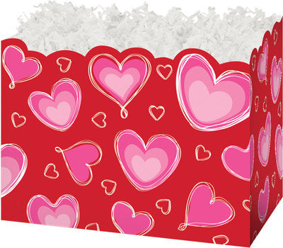 Ombre Hearts Basket Box - Large - 10 1/4 x 6 x 7 1/2 inches deep (order in 6's)