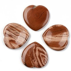 Chestnut JASPER Heart Worry Stones - 40mm - China - NEW722