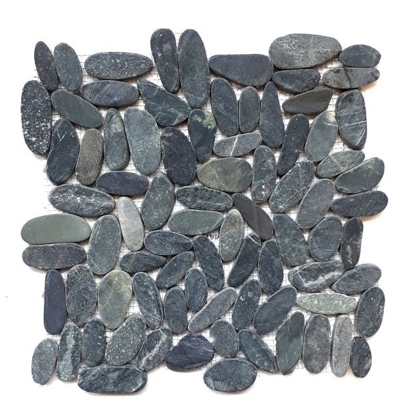 Sliced Grey Black Oval Pebbles Interlocking Tiles - 30 x 30cm - 11 per case