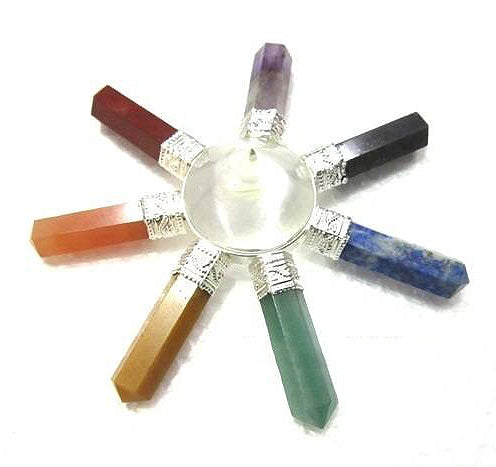 Clear Crystal and Seven Stone Chakra Generator - 5 inch - 75g - India - NEW921