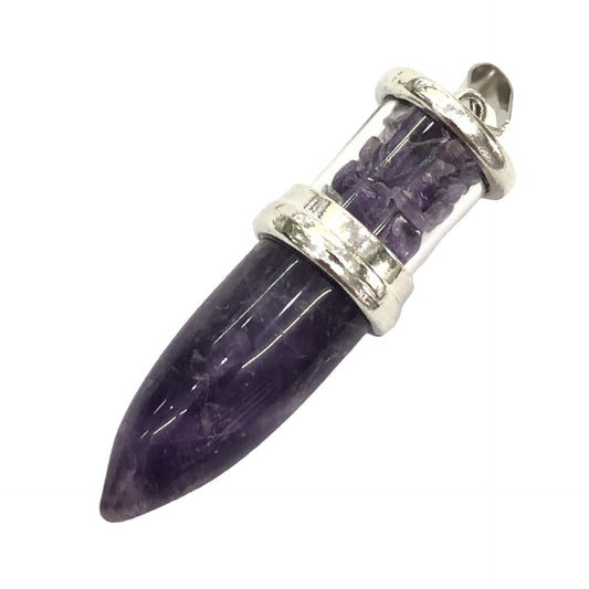 Amethyst Pendant Bullet w Chips - 53x16mm - NEW523