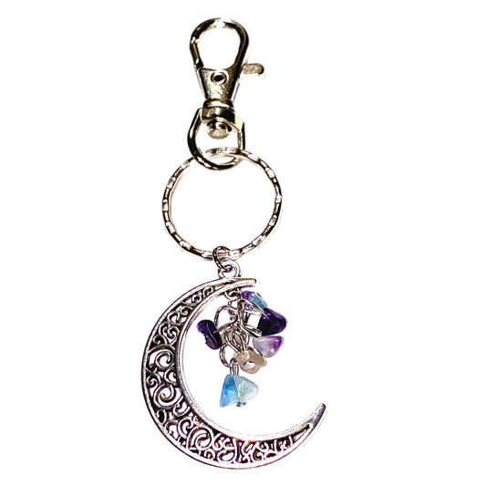 Fluorite - Moon Design Key ring - 4 x 1.25 inch - NEW323