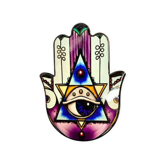 Purple White Hamsa Hand - Small Hot Pad - China - NEW1122