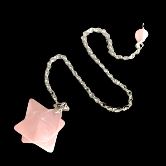 Rose Quartz Pendulum with 7.6 Inch Chain 21x21x21mm - China - NEW922