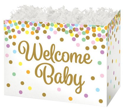 Welcome Baby Confetti Basket Box - Large - 10 1/4 x 6 x 7 1/2 inches deep (order in 6's) - NEW322