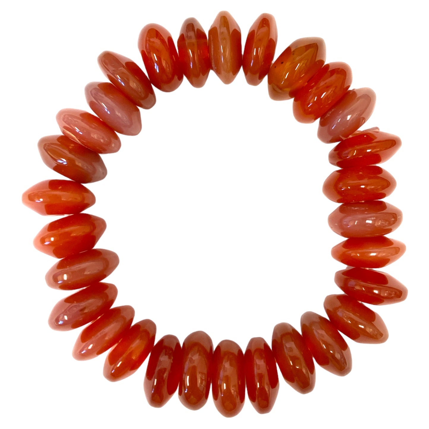 Carnelian Abacus Style Wide Bead 15mm  Bracelet - 7.5 inch - China - NEW323
