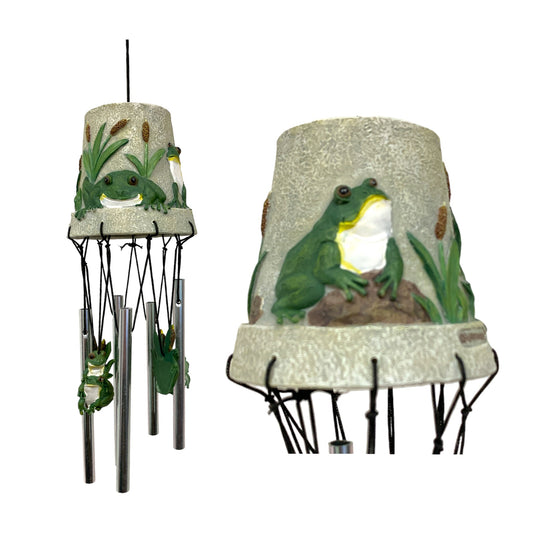 FLOWER POT WIND CHIME - 12 INCH - FROGS