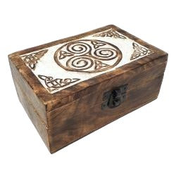 Spiral Hand Carved Wooden Box - 4 x 6 inch - NEW423