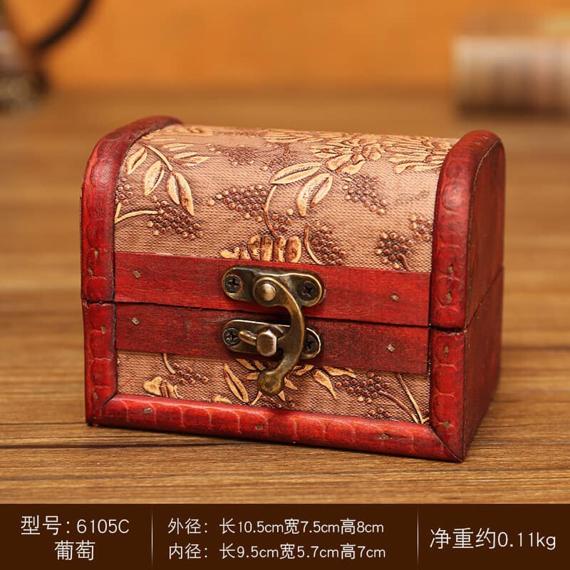 Wooden Box with Metal Latch - 4.13 x 2.93 x 3.14 inch or 10.5 x 7.5 x 8cm - Berry - China - NEW123
