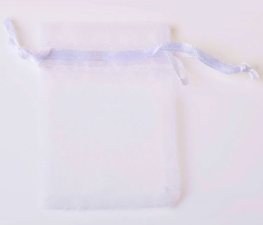 PK/100 White 2 x 2.75 inch ORGANZA POUCH BAG - RECTANGLE with Draw String - 5x7cm