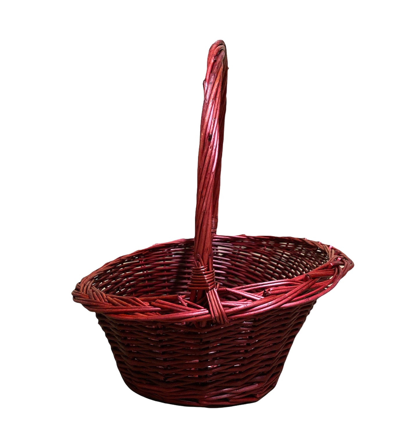 Sloped Oval Willow Baskets - Wine Ruby - Small - 12.5 x 10.5 inch 12.5 Handle - Fits a 20x30 basket bag - New fall 2021