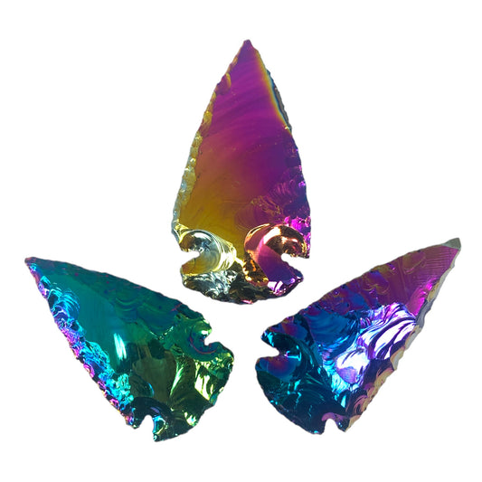 Titanium Plated Quartz Arrowhead Flinted - 2 inch - India - NEW323