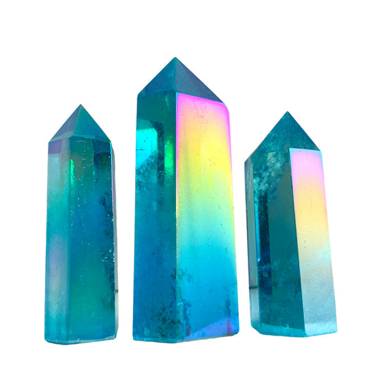 Clear Quartz Aura (Teal & Purple) - 3-4 inch - Price per gram - NEW423 - Polished Points