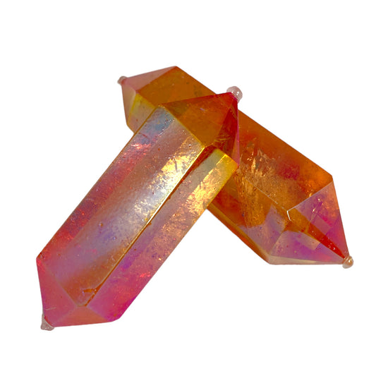 Clear Quartz Aura Orange - 3-4 inch - Price per gram - NEW423 - Double Terminated Polished Points