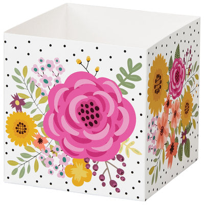 Wildflower Garden Square Party Favor Gift Box - 3 3/4 x 3 3/4 x 3 3/4 inches deep (order in 6's)