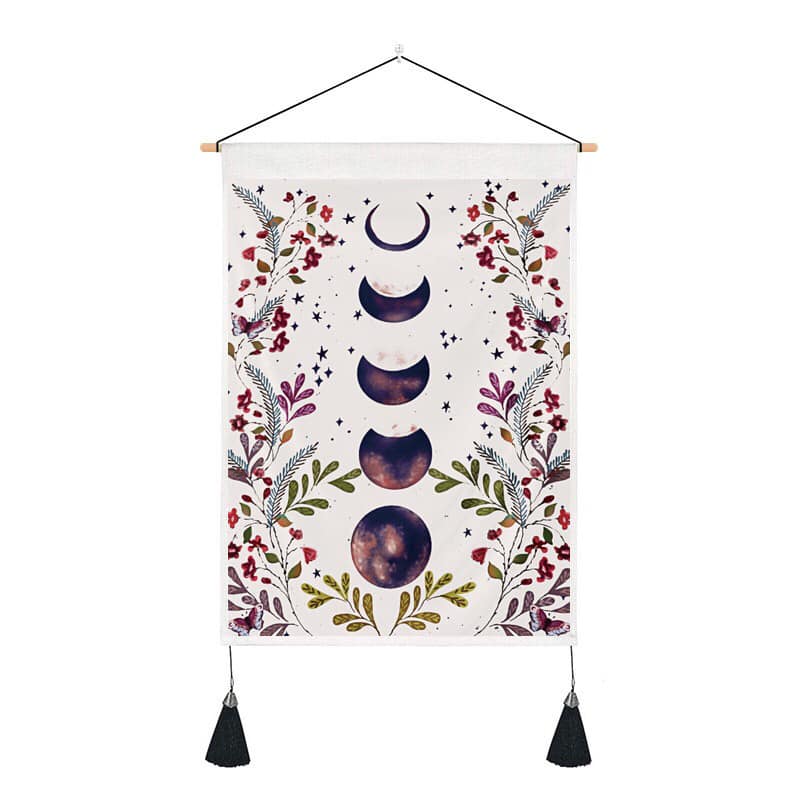 Floral Moons Tapestry Wall Hanger - 13.75 wide x 19.5 inch long - 35×50cm - China - NEW922