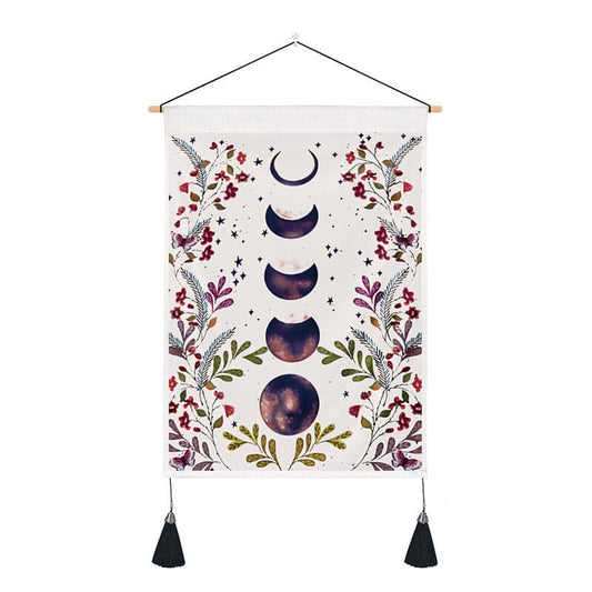 Floral Moons Tapestry Wall Hanger - 13.75 wide x 19.5 inch long - 35×50cm - China - NEW922