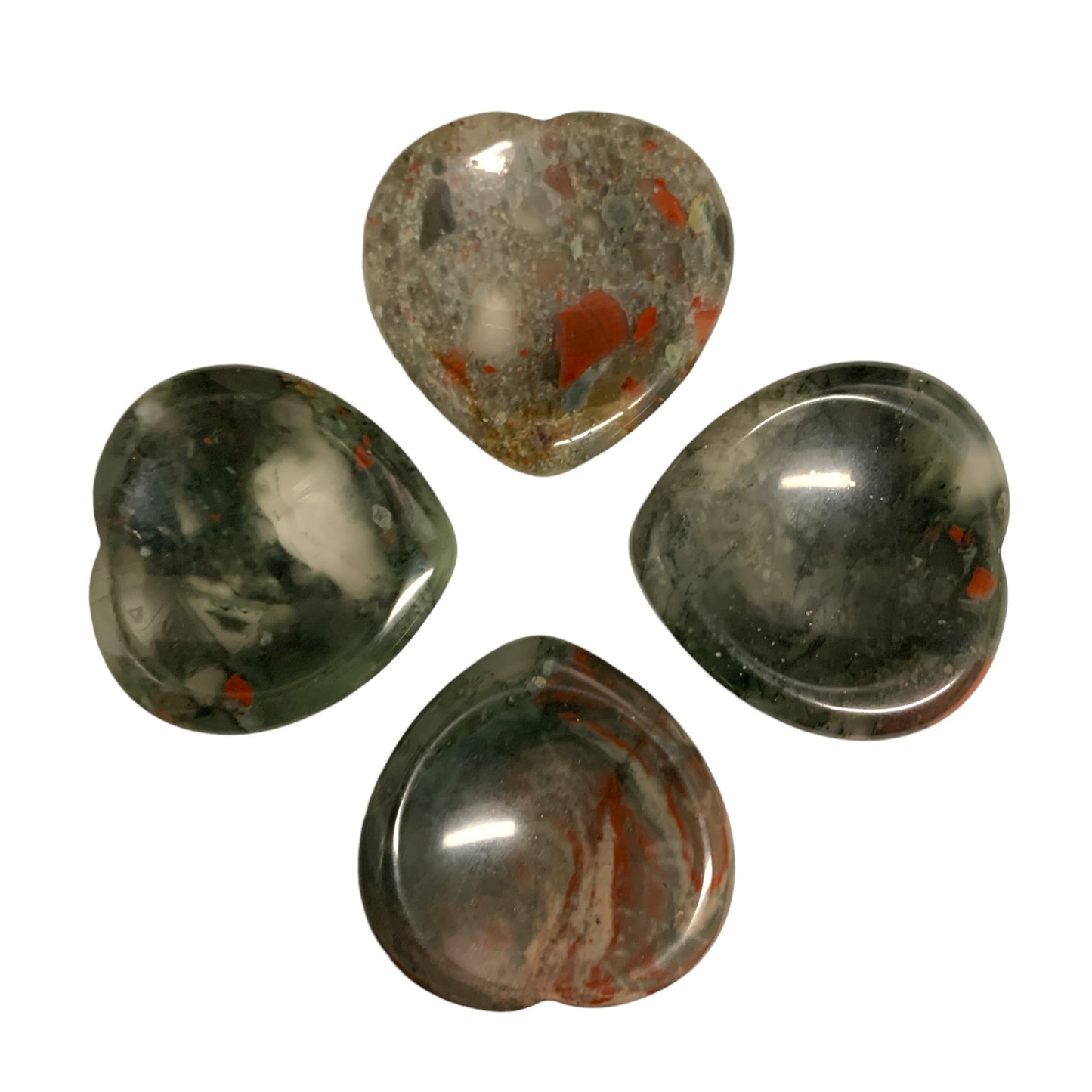 AFRICAN BLOOD STONE Heart Worry Stones - 40mm - China - NEW722
