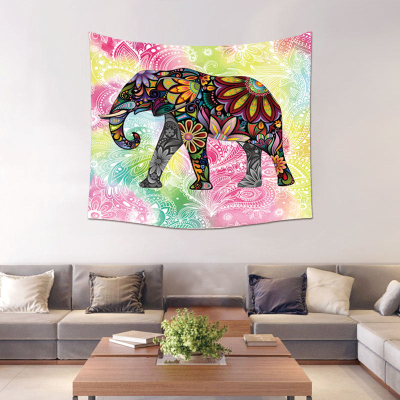 Yellow Pink Elephant Tapestry Wall Hanger 59x51 inch 150x130cm ALTAR CLOTH Sarong NEW222 Polyester