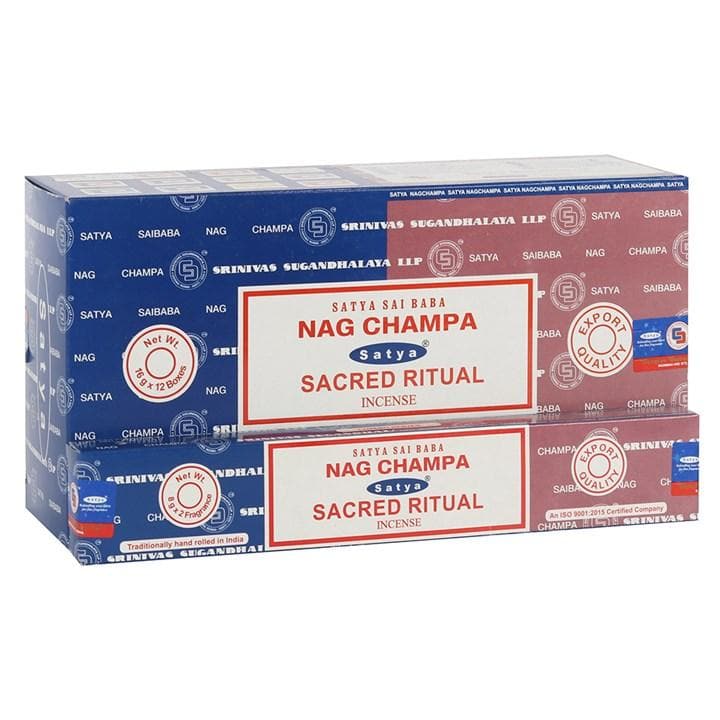Satya Combo Series - Sacred Ritual & Nag Champa Incense - Box of 12 Packs Each pack contains 8gms of each scent - 16g NEW421