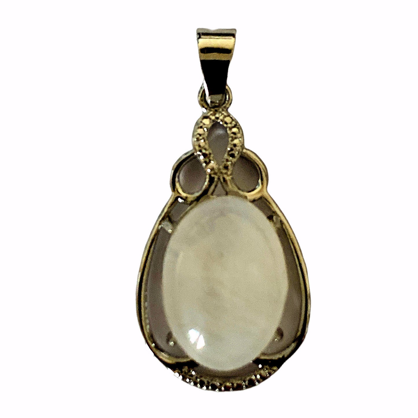 Moonstone Pear Pendant - Silver Color Plated Metal - 35x17mm - China - NEW922
