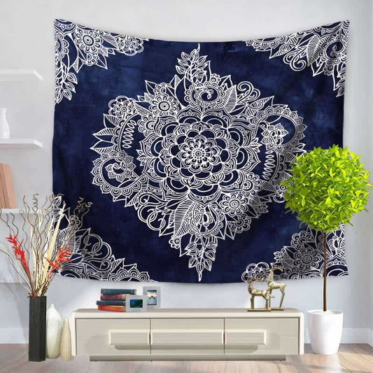 BLUE & WHITE - Polyester - Tapestry Wall Hanger - 150x130cm - ALTAR CLOTH - NEW920