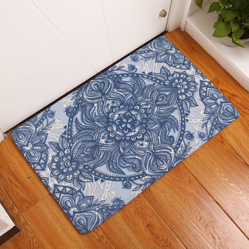 Mandala - Dark Blue on Lite Blue - Polyester Floor Mat - Rectangle - Size 40x60cm - NEW521