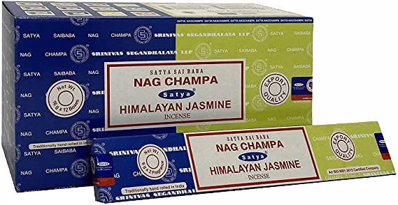 Satya Combo Series - Himalayan Jasmine & Nag Champa Incense - Box of 12 Packs Each pack contains 8gms of each scent - 16g NEW421