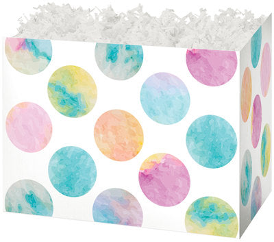 Watercolor Dots Basket Box - Large - 10 1/4 x 6 x 7 1/2 inches deep (order in 6's)