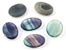 Multi Fluorite Worry Stones - 35-38mm Long - Pack of 6 - India