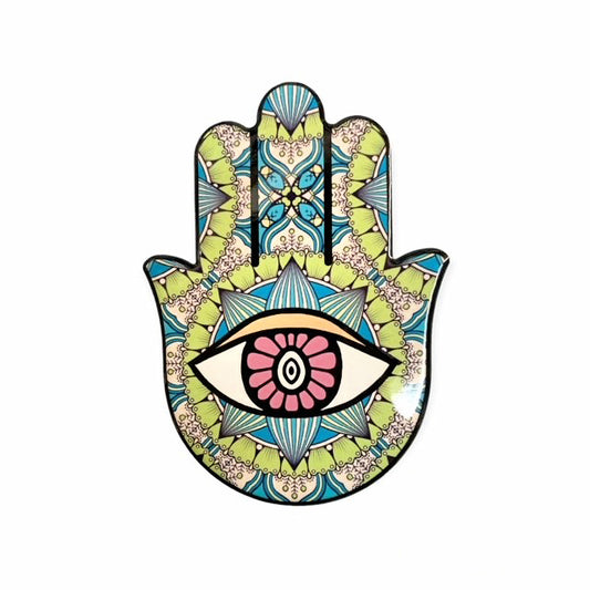 Green Blue Hamsa Hand - Small Hot Pad - China - NEW1122