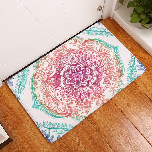 Mandala - Purple Center on White - Polyester Floor Mat - Rectangle - Size 40x60cm - NEW521