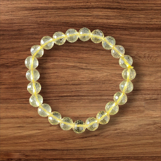 7 inch 8mm Citrine Bracelet Round Faceted Beads - NEW324