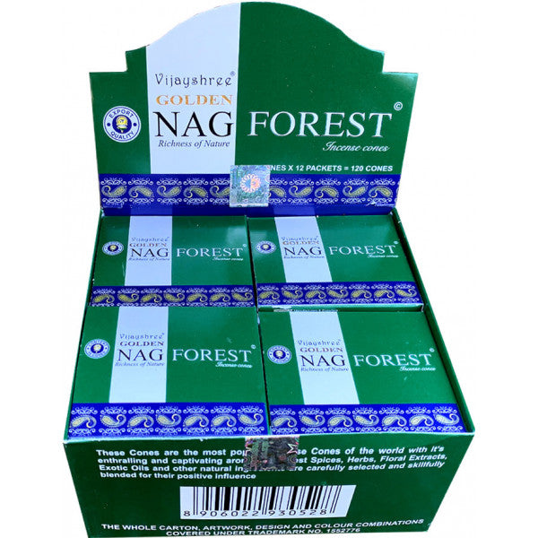 GOLDEN Nag Forest Incense Cones - 10 cones per pack 12 packs per box - NEW1222