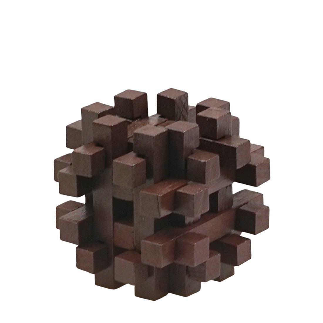 Carved Wood Block Puzzle Decor - Dark Cube - NEW523