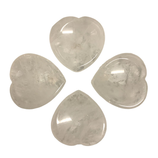 CLEAR QUARTZ Heart Worry Stones - 40mm - China - NEW722