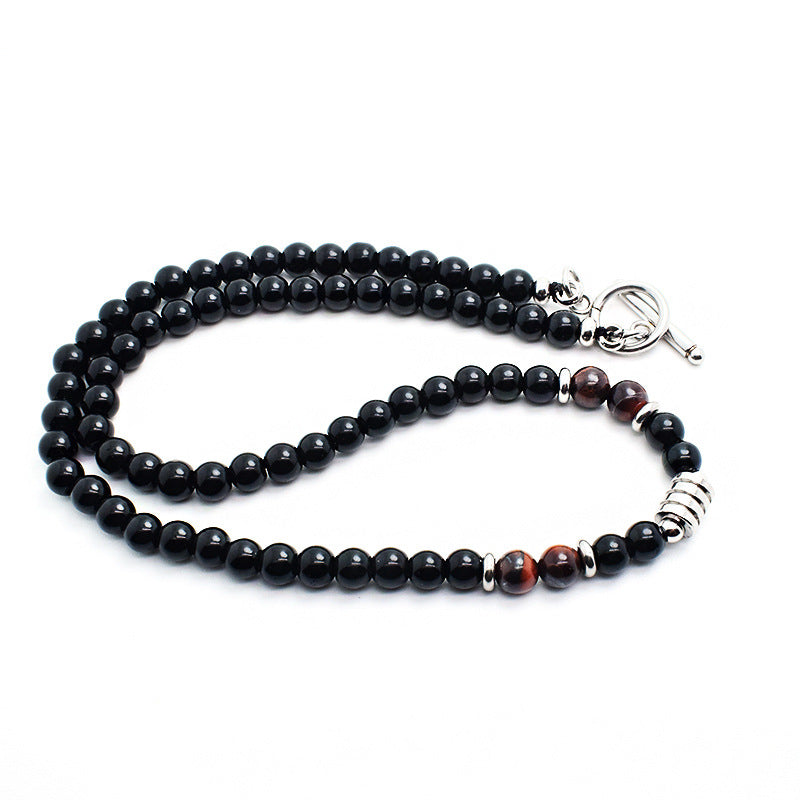 Red Tigers Eye Stainless Steel Black Agate Necklace - China - NEW922