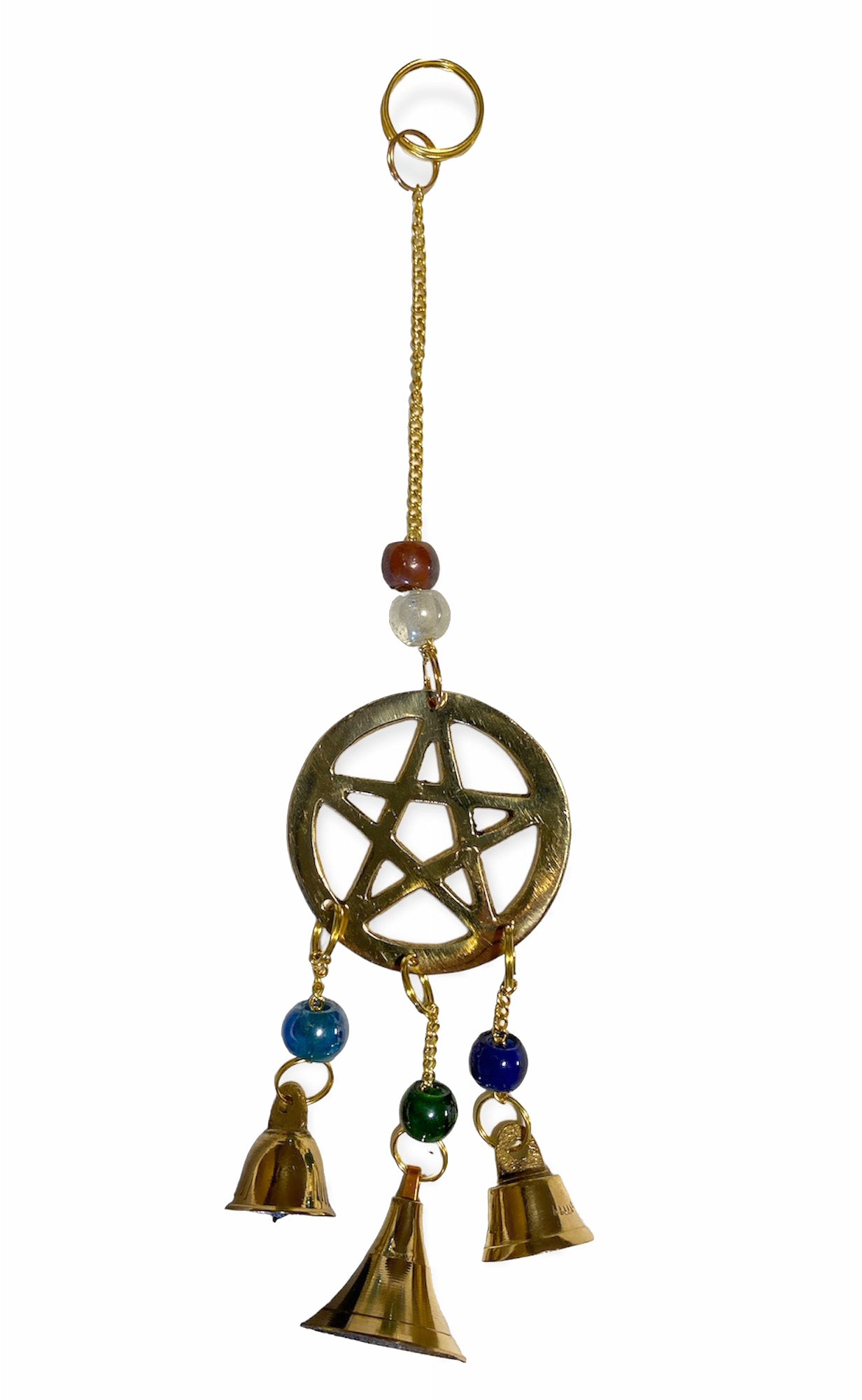 Pentacle  Design Brass WIND CHIME - 9 inch - India - NEW922