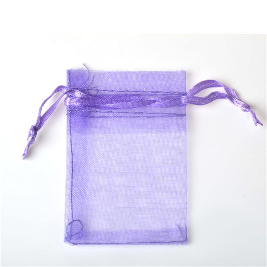 PK/100 Lavender 2 x 2.75 inch ORGANZA POUCH BAG - RECTANGLE with Draw String - 5x7cm - NEW222